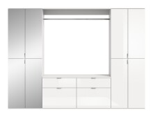 Garderoben-Set >Paterson< in weiß/weiß hochglanz - 243x193x34cm (BxHxT)