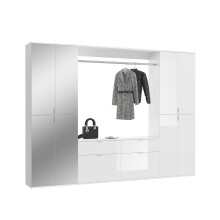 Garderoben-Set >Paterson< in weiß/weiß hochglanz - 243x193x34cm (BxHxT)