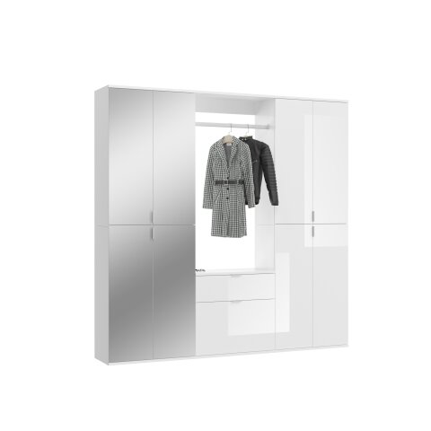 Garderoben-Set >Paterson< in weiß/weiß hochglanz - 195x193x34cm (BxHx,  719,95 €