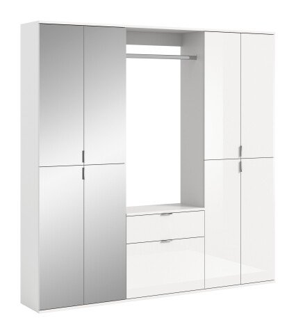 Garderoben-Set >Paterson< in weiß/weiß hochglanz - 183x193x34cm (BxHxT)