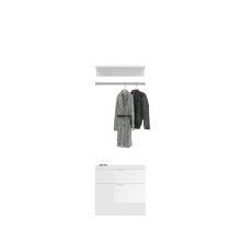 Garderoben-Set >Paterson< in weiß/weiß hochglanz - 183x193x34cm (BxHxT)