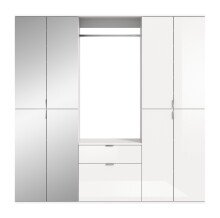 Garderoben-Set >Paterson< in weiß/weiß hochglanz - 183x193x34cm (BxHxT)