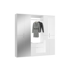 Garderoben-Set >Paterson< in weiß/weiß hochglanz - 183x193x34cm (BxHxT)