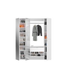 Garderoben-Set >Paterson< in weiß/weiß hochglanz - 152x193x34cm (BxHxT)
