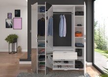 Garderoben-Set >Paterson< in weiß/weiß hochglanz - 152x193x34cm (BxHxT)