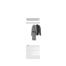 Garderoben-Set >Paterson< in weiß/weiß hochglanz - 152x193x34cm (BxHxT)