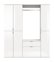 Garderoben-Set >Paterson< in weiß/weiß hochglanz - 152x193x34cm (BxHxT)