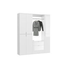 Garderoben-Set >Paterson< in weiß/weiß hochglanz - 152x193x34cm (BxHxT)