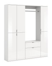 Garderoben-Set >Paterson< in weiß/weiß hochglanz - 152x193x34cm (BxHxT)