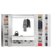 Garderoben-Set >Paterson< in weiß/weiß hochglanz - 273x193x34cm (BxHxT)