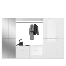 Garderoben-Set >Paterson< in weiß/weiß hochglanz - 273x193x34cm (BxHxT)