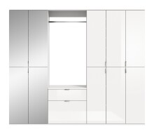 Garderoben-Set >Paterson< in weiß/weiß hochglanz - 213x193x34cm (BxHxT)