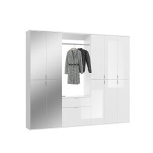 Garderoben-Set >Paterson< in weiß/weiß hochglanz - 213x193x34cm (BxHxT)