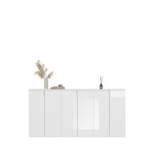 Sideboard >Paterson< in weiß/weiß hochglanz - 183x99x34cm (BxHxT)