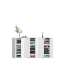 Sideboard >Paterson< in weiß/weiß hochglanz - 183x99x34cm (BxHxT)