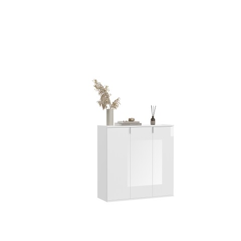 Kommode >Paterson< in weiß/weiß hochglanz - 98x97x34cm (BxHxT)