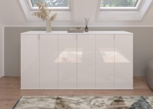 Kommode >Paterson< in weiß/weiß hochglanz - 98x97x34cm (BxHxT)