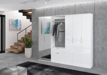 Garderobenschrank >Paterson< in weiß/spiegelglas - 30x193x34cm (BxHxT)