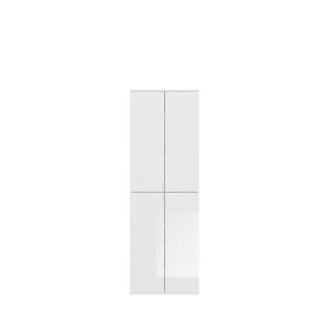 Garderobenschrank >Paterson< in weiß/weiß hochglanz - 61x193x34cm (BxHxT)