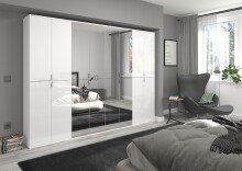 Garderobenschrank >Paterson< in weiß/weiß hochglanz - 61x193x34cm (BxHxT)