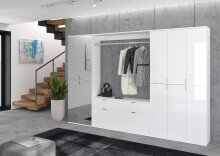 Garderobenschrank >Paterson< in weiß/weiß hochglanz - 61x193x34cm (BxHxT)