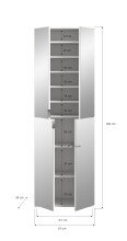 Garderobenschrank >Paterson< in weiß/spiegelglas - 61x193x34cm (BxHxT)