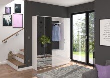 Kompaktgarderobe >Paterson< in weiß/weiß hochglanz - 61x62+3+14x34cm (BxHxT)