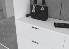 Kompaktgarderobe >Paterson< in weiß/weiß hochglanz - 121x62+3+14x34cm (BxHxT)