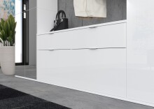 Kompaktgarderobe >Paterson< in weiß/weiß hochglanz - 121x62+3+14x34cm (BxHxT)