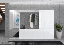 Kompaktgarderobe >Paterson< in weiß/weiß hochglanz - 121x62+3+14x34cm (BxHxT)