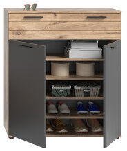Schuhschrank >Mason< in nox oak/basalt grau - 90x104x37cm (BxHxT)