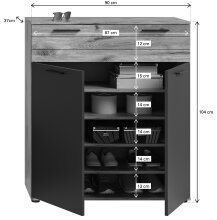 Schuhschrank >Mason< in nox oak/basalt grau - 90x104x37cm (BxHxT)