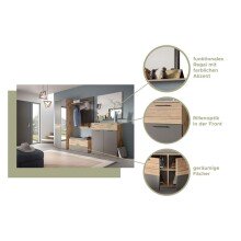 Schuhschrank >Mason< in nox oak/basalt grau - 90x104x37cm (BxHxT)