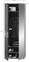 Garderobenschrank >Mason< in nox oak/basalt grau - 70x200x37cm (BxHxT)