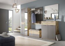 Wandspiegel >Mason< in nox oak/basalt grau - 90x84x16cm (BxHxT)