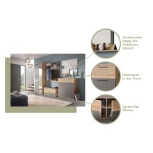 Garderobenpaneel >Mason< in nox oak/basalt grau - 90x117x25cm (BxHxT)