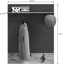 Garderobenpaneel >Mason< in nox oak/basalt grau - 90x117x25cm (BxHxT)