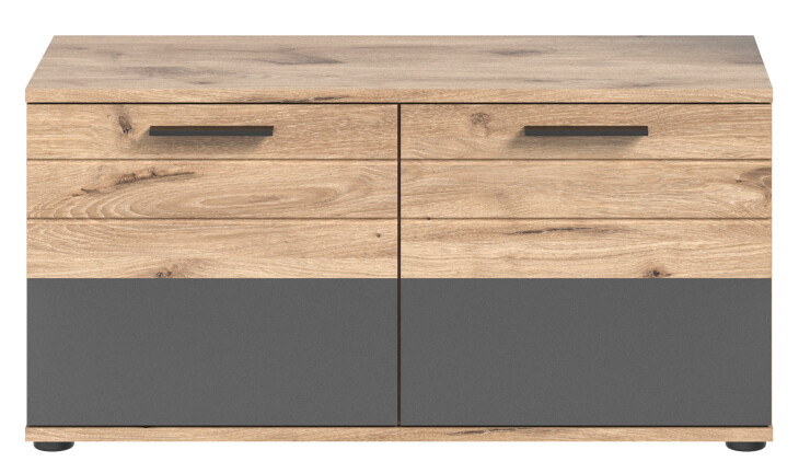 Sitzbank >Mason< in nox oak/basalt grau - 90x51x37cm (BxHxT)