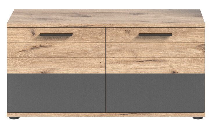 Sitzbank >Mason< in nox oak/basalt grau - 90x51x37cm (BxHxT)