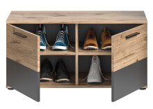 Sitzbank >Mason< in nox oak/basalt grau - 90x51x37cm (BxHxT)