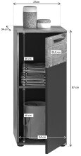 Unterschrank >Mason< in nox oak/basalt grau - 37x87x34cm (BxHxT)