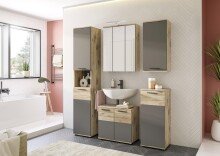 Unterschrank >Mason< in nox oak/basalt grau - 37x87x34cm (BxHxT)