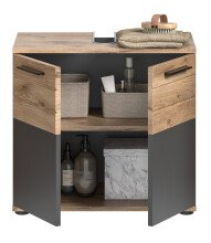 Waschbeckenunterschrank >Mason< in nox oak/basalt grau - 60x56x34cm (BxHxT)