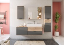 Waschtisch-Set >Mason< in nox oak/basalt grau - 140x62x46cm (BxHxT)