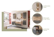Waschtisch-Set >Mason< in nox oak/basalt grau - 140x62x46cm (BxHxT)