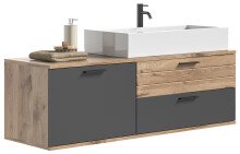 Waschtisch-Set >Mason< in nox oak/basalt grau - 140x62x46cm (BxHxT)