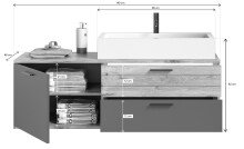 Waschtisch-Set >Mason< in nox oak/basalt grau - 140x62x46cm (BxHxT)
