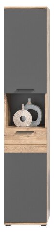 Hochschrank >Mason< in nox oak/basalt grau - 37x190x34cm (BxHxT)