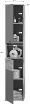 Hochschrank >Mason< in nox oak/basalt grau - 37x190x34cm (BxHxT)