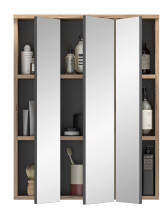 Spiegelschrank >Mason< in nox oak/spiegelglas - 60x77x18cm (BxHxT)
